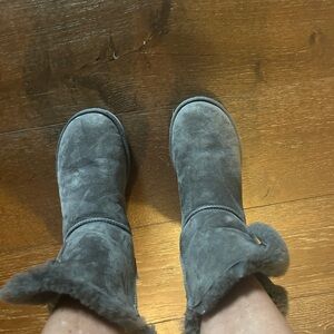 UGG Gray Suede Boots with Cozy Lining
